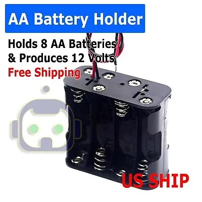 8-AA Battery Spring Clip Holder Case Plastic Box Tow Layers Stacked Wires 12V • $5.99