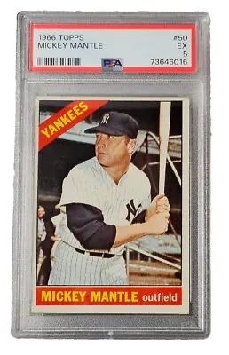 1966 Topps - MICKEY MANTLE #50 - PSA 5 EX - NY Yankees HOF  • $394.50