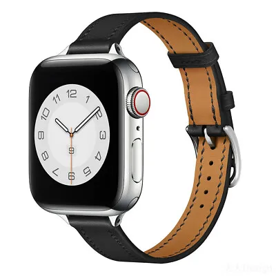 $19.99 • Buy Slim Genuine Leather Band For Apple Watch 6 5 4 3 2 SE IWatch Strap 38 40 44mm 