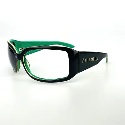 MIU MIU Sunglasses Frame Mod. SMU08F Black Green Oversized Wrap • $53.99