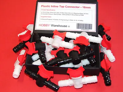 16mm Inline Tap Connector Barbed Plastic Shut Off Valve Water Hose Garden & DIY • £10.05