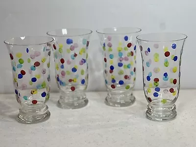 4 Vintage “Confetti” Etched Polka Dot Highball Glasses (Block?) • $49.95