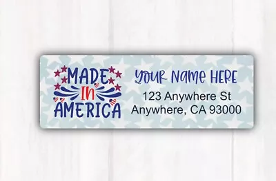 60 Personalized Made In America Patriotic Return Address Label Stickers • $5.99