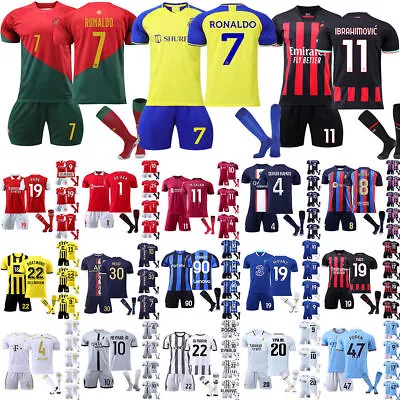 Football Training Kit Outfit Set Child Boys Training Suits Shirt Shorts Sock NEW • £12.49