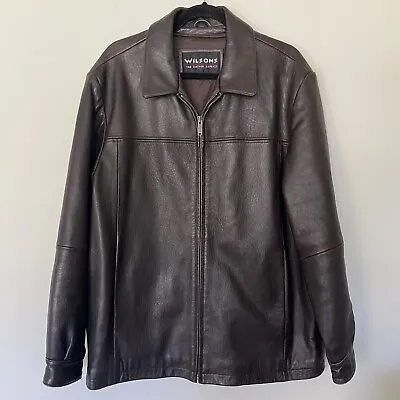 Wilsons Leather Zip Up Moto Jacket-Brown-Men's Size Small • $99.99