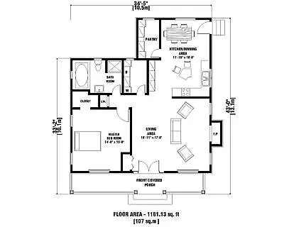 Custom Tiny Granny's House Plans 1 Bedroom & 1 Bathroom With Original CAD Files • £28.94