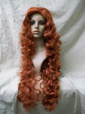 Long Red Medieval Warrior Queen Wig Ariel Mermaid Scottish Princess Merida Brave • $31.95