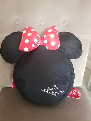 Girls Disney Minnie Mouse 3d Ears Round Soft Nylon Backpack Rucksack Bag.bnwt. • £9.49