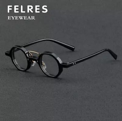 Round Small Frame Acetate Eyeglasses For Men Clear Lens Retro Glasses Frame New  • $21.73