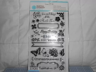 New Martha Stewart Crafts Clear Frame Border Sentiments & Icons Stamps 31 Pieces • $5