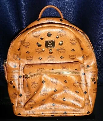 Backpack - Mcm Stark Backpack Cognac With Studded Design 32cm • $975