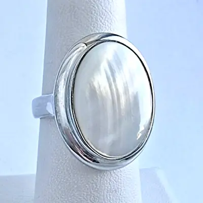 925 Sterling Silver Abalone Oval Ring Size 7 • $50