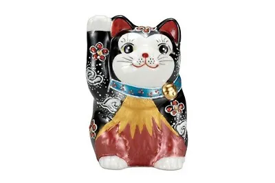 Maneki Neko KUTANI YAKI WARE Japanese Lucky Beckoning Cat Red Fuji Akafuji H9cm • $170.91