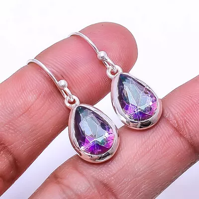 Black Rainbow Mystic Fire Topaz 925 Sterling Silver Earring 1.17  E_9508_347_67 • $17.99