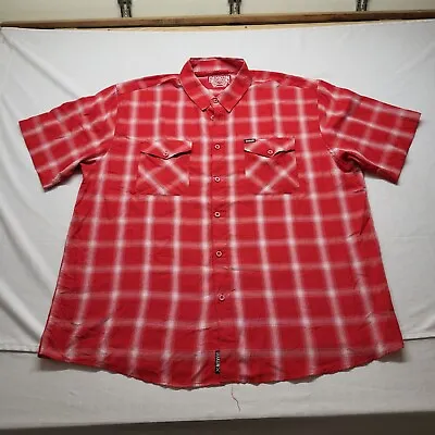 Dixxon Bamboo Shirt Men 4XL Button Up Red Plaid Short Sleeve Lightweight Outdoor • $44