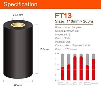 $23.50 • Buy 4.33  X 984' (110mm X 300m) Thermal Transfer Wax Resin Ribbon For Label Tag Barc