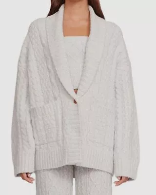 $157.98 • Buy $395 Staud Women's Gray Cable Knit Long Sleeve Shawl Collar Cardigan Size XL