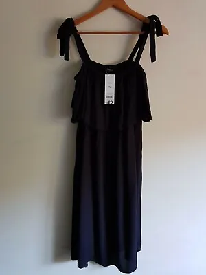 George Maternity Size 12 Sleeveless Crinkle Summer Midi Dress - Black • £15.50