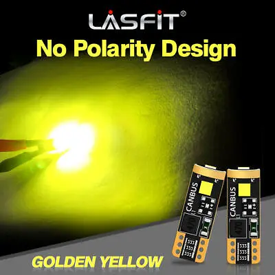Lasfit 2825 168 194 W5W T10 LED Parking Light Bulb Super Bright Golden Yellow 2x • $10.99