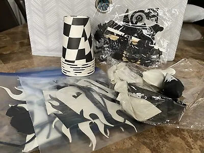 Motorcycle Birthday Party Decorations Supplies Kit Checkered Racing • $9