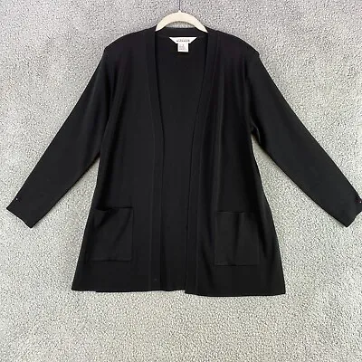Exclusively Misook Cardigan Womens Small Black Long Sleeve Open Front Sweater • $26.99