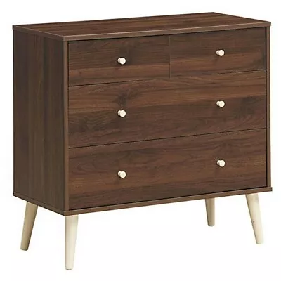 Espresso Modern FarmHome 4 Drawer Easy Glide Storage Dresser • $309.26