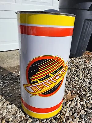 Vintage NHL Hockey Vancouver Canucks P&K Products Metal Trash Can Garbage 1980s • $149.99