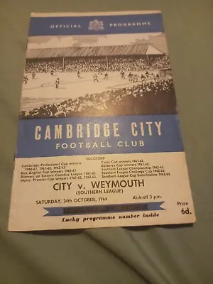 Cambridge City Football Programme V Weymouth 1964/65  • £1.50