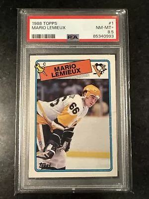 1988 Topps #1 Mario Lemieux PSA 8.5 NM-MT+ Pop 4 Penguins NHL HOF • $45