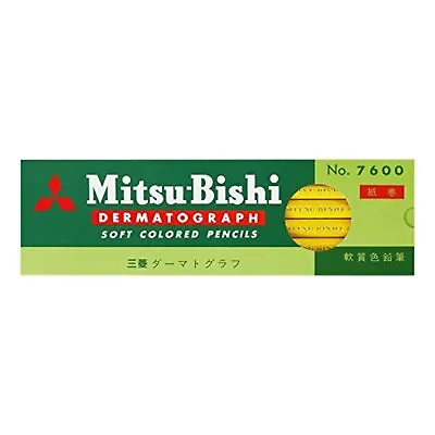 Mitsubishi Pencil K7600.2 DERMATOGRAPH Soft Colored Pencils Yellow 1 Dozen Japan • $13.33