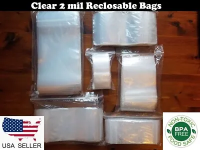 Clear Reclosable Zip Seal Plastic 2-Mil Bags Jewelry Zipper Top Lock Baggies • $9.14