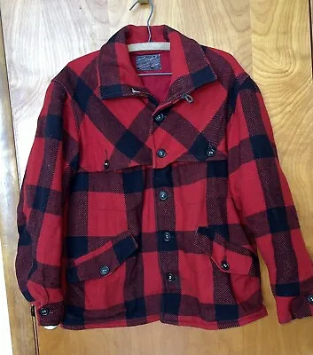 Vintage 40s 50s Drybak Mackinaw Cruiser Jacket Buffalo Plaid Wool Loop Collar M • $25