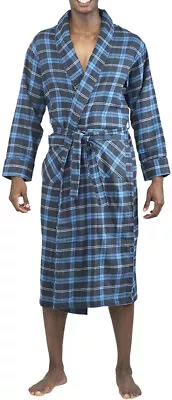 Norty Men's Soft Brushed Cotton Blend Flannel Shawl Collar Bathrobe • $37.90