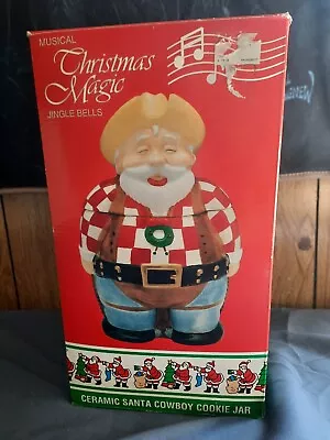 Vintage Christmas Cowboy Cookie Jar By Asia Master With Music Box • $35.96