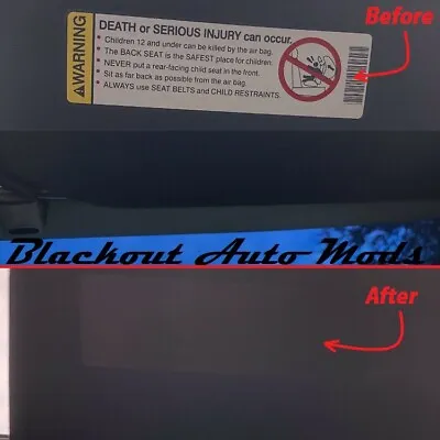 1997-2004 Chevrolet C5 Corvette Sun Visor Warning Label Blackouts • $14.95