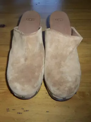UGG Marsalis 1004261 Camel Brown SUEDE Wedge Clog Comfort Shoes Size 10 -EUC • $26.75