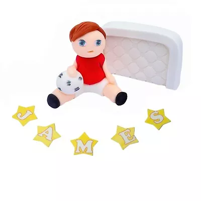 Personalised Football Cake Topper Set Kids Birthday Supplies Edible Glue - 3 Pcs • £9.99