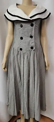 Nancy Johnson Vintage Praire Bohemian Black White Gingham Dress Size 6 NWT #001 • $179.10