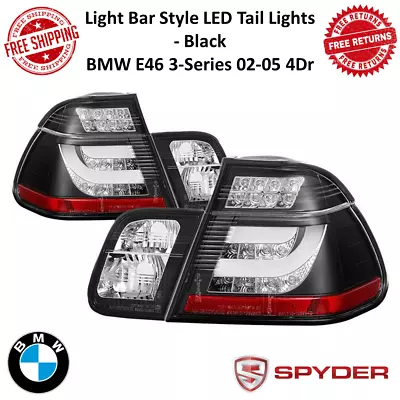 Spyder Light Bar LED Tail Lights Pair Black For 02-05 BMW E46 3-Series 4DR • $329.33