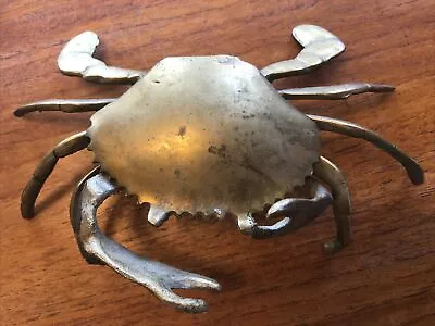 Vintage Mid Century Brass Crab Hinged Top Nautical Trinket Box Ashtray • $15