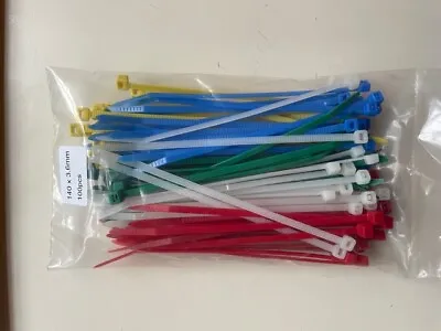 £3.10 • Buy Multi Coloured Cable Ties 140mm X 3.6mm Pack Of 100