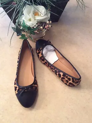J.Crew NWOB Leopard Calf Hair Ballet Flats Captoe Shoes Comfort ~Size 8.5 $118 • $67.99
