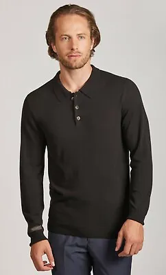 $5600 Vicuña Black Long Sleeve Polo Sweater 100% Vicuna Size Large EU 52 • $3374.25