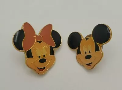 Mickey & Minnie Mouse Classic Shaped Lapel Hat Pin Pair Pinchback • $29.80