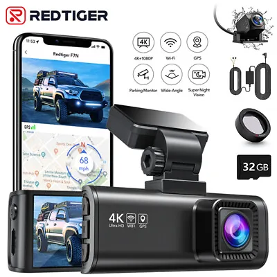 REDTIGER Dash Cam 4K Front And Rear Hardwire KitPolarizing Lens And SD Card • $185.99