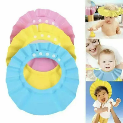 Adjustable Baby Toddler Shower Bath Hat Anti-Shampoo Shower Wash Hair Shield Cap • £3.95