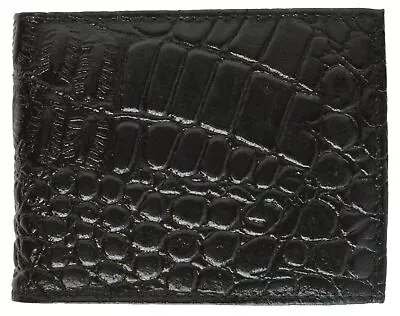 New Mens Genuine Leather Bifold Wallet ID Credit Card Alligator Window Crocodile • $10.99