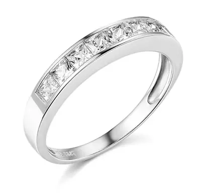 1.5 Ct Princess Cut Real 14k White Gold Engagement Wedding Anniversary Band Ring • $246