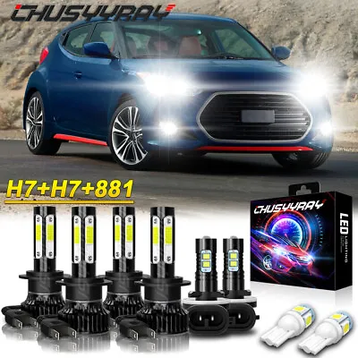 For Hyundai Veloster 2012-2017 White LED Headlight High Low+Fog Light Bulbs Kit • $34.99