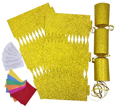Christmas Cracker Kits 6 Make Your Own Crackers Hats GOLD GLITTER  • £4.99
